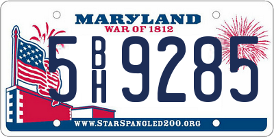MD license plate 5BH9285
