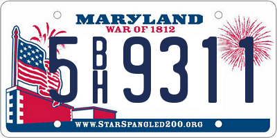 MD license plate 5BH9311