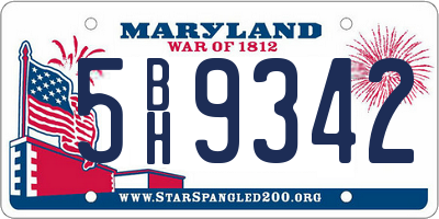 MD license plate 5BH9342