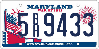 MD license plate 5BH9433