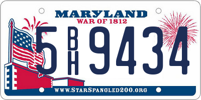 MD license plate 5BH9434