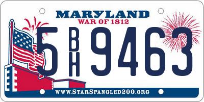 MD license plate 5BH9463