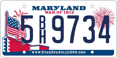 MD license plate 5BH9734