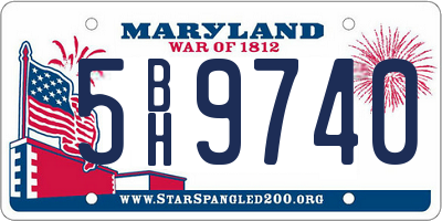 MD license plate 5BH9740