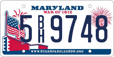 MD license plate 5BH9748