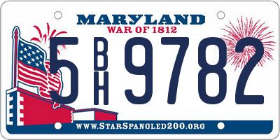 MD license plate 5BH9782