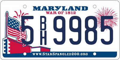 MD license plate 5BH9985