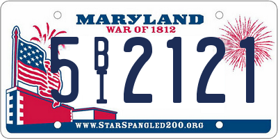 MD license plate 5BI2121