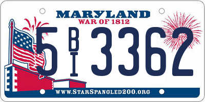 MD license plate 5BI3362