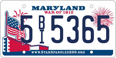MD license plate 5BI5365