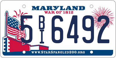 MD license plate 5BI6492