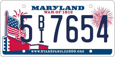 MD license plate 5BI7654