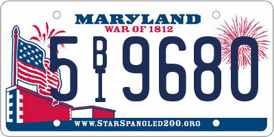 MD license plate 5BI9680