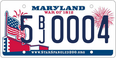 MD license plate 5BJ0004
