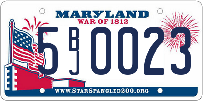 MD license plate 5BJ0023