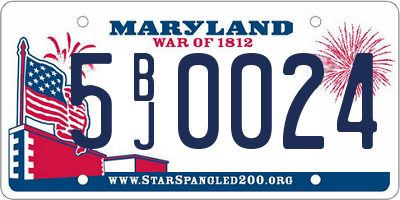 MD license plate 5BJ0024