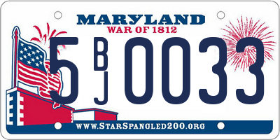 MD license plate 5BJ0033