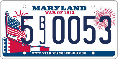 MD license plate 5BJ0053