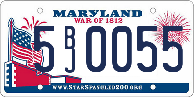 MD license plate 5BJ0055