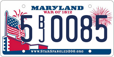 MD license plate 5BJ0085
