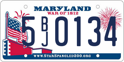 MD license plate 5BJ0134