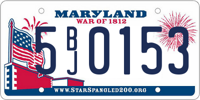 MD license plate 5BJ0153