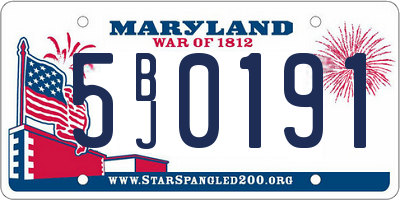 MD license plate 5BJ0191