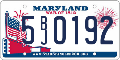 MD license plate 5BJ0192