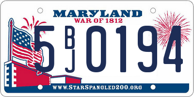 MD license plate 5BJ0194