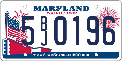 MD license plate 5BJ0196