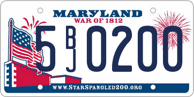 MD license plate 5BJ0200