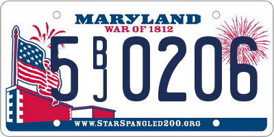 MD license plate 5BJ0206