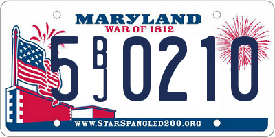 MD license plate 5BJ0210