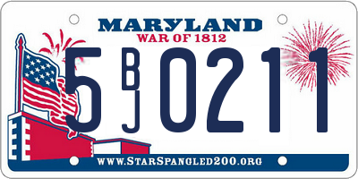 MD license plate 5BJ0211