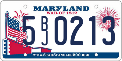 MD license plate 5BJ0213