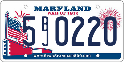 MD license plate 5BJ0220
