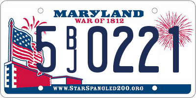 MD license plate 5BJ0221