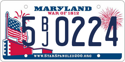 MD license plate 5BJ0224