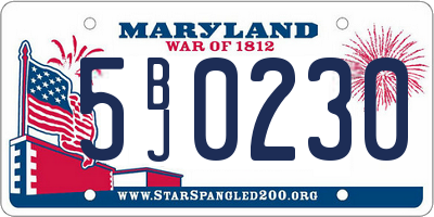 MD license plate 5BJ0230