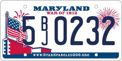 MD license plate 5BJ0232