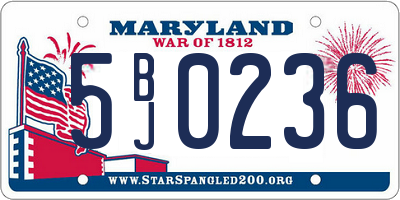 MD license plate 5BJ0236