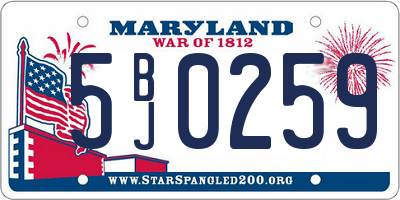 MD license plate 5BJ0259