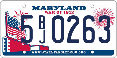 MD license plate 5BJ0263