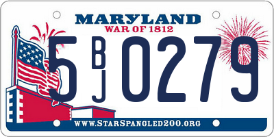 MD license plate 5BJ0279