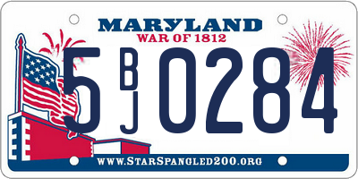 MD license plate 5BJ0284