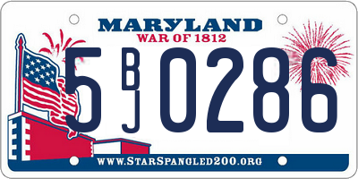 MD license plate 5BJ0286