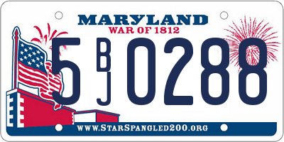 MD license plate 5BJ0288