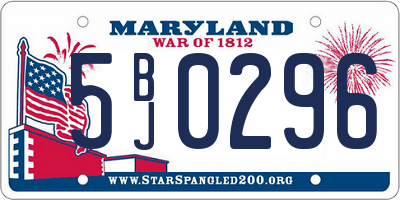 MD license plate 5BJ0296
