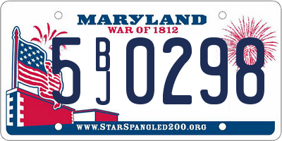 MD license plate 5BJ0298