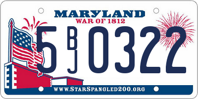 MD license plate 5BJ0322